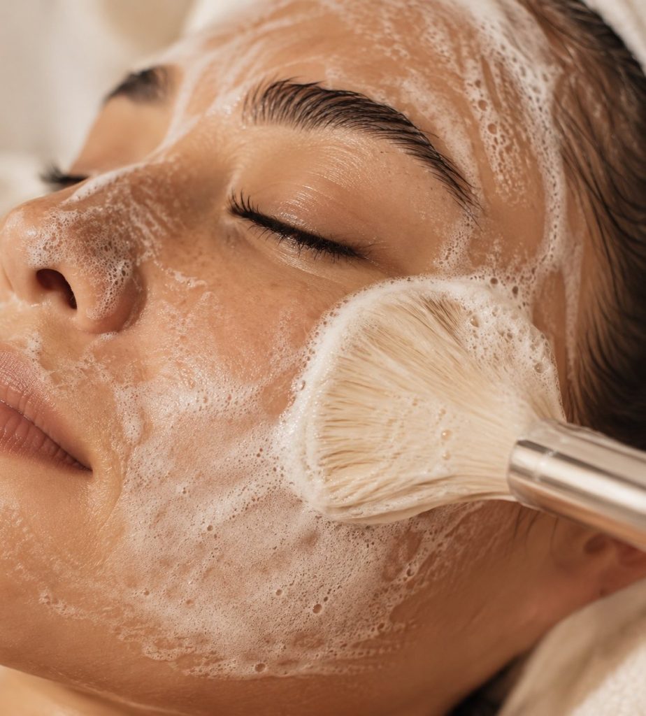 Facial treatment with a cleansing brush